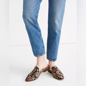 2/$30 NWOT Madewell  The Frances Loafer Mule Snake Embossed leather Shoe Size 7
